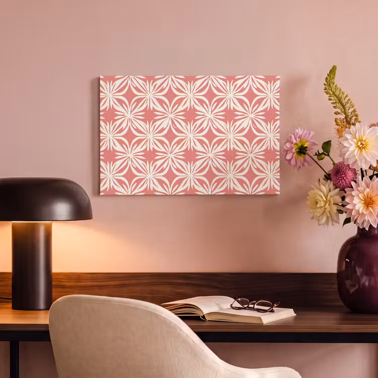 Canvas schilderij - Roze - Bloemenmotief - Wit - Modern — 4
