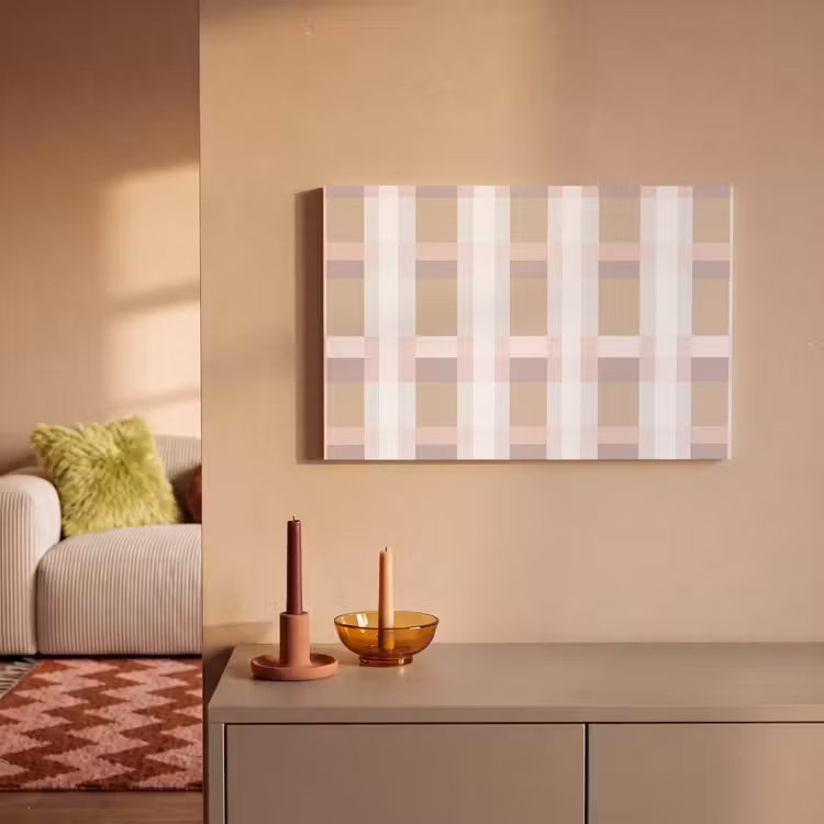 Canvas schilderij - Ruitpatroon - Aardetinten - Minimalistisch — 2