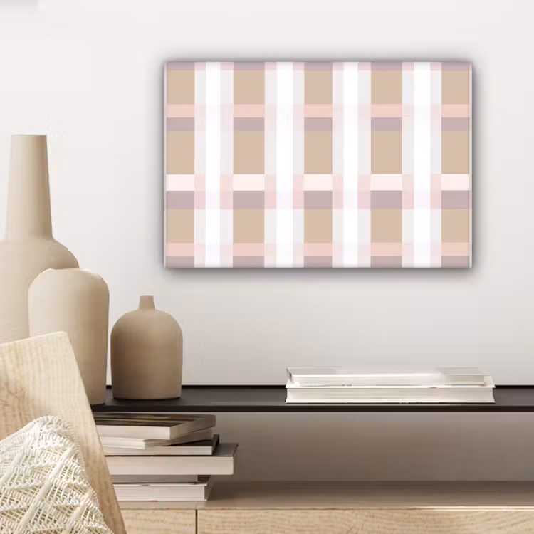 Canvas schilderij - Ruitpatroon - Aardetinten - Minimalistisch — 5