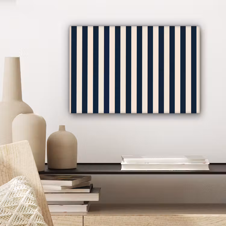 Canvas schilderij - Verticale strepen - Blauw - Crème — 5