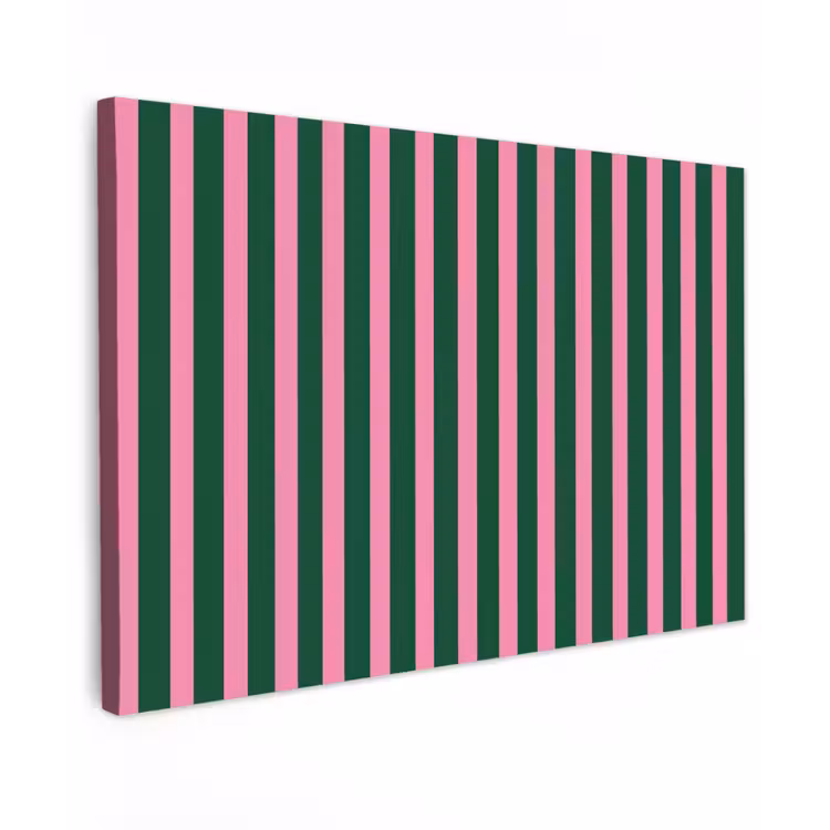 Canvas schilderij - Verticale strepen - Groen - Roze — 1