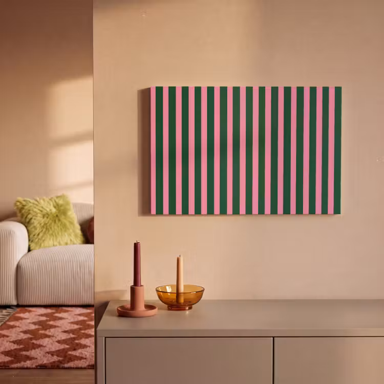 Canvas schilderij - Verticale strepen - Groen - Roze — 2