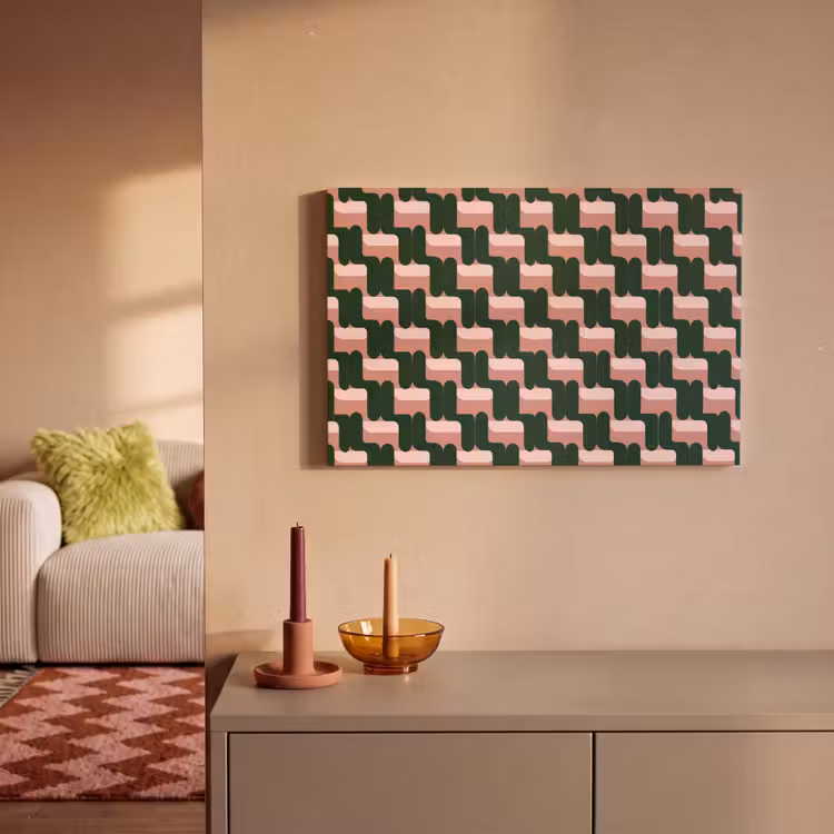 Canvas schilderij - Vlechtpatroon - Groen - Roze - Geometrisch — 2