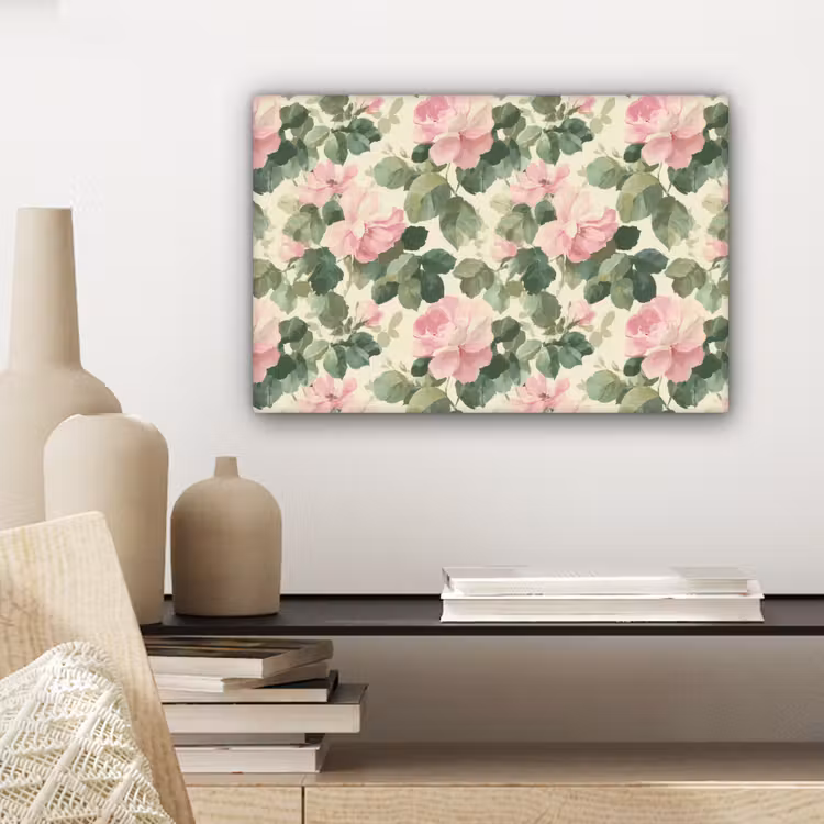 Canvas schilderij - Rozen - Botanisch - Roze — 5