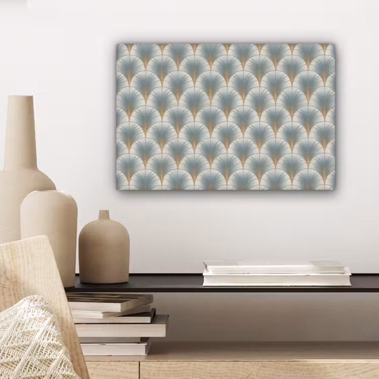 Canvas schilderij - Waaier - Klassiek - Blauw — 5