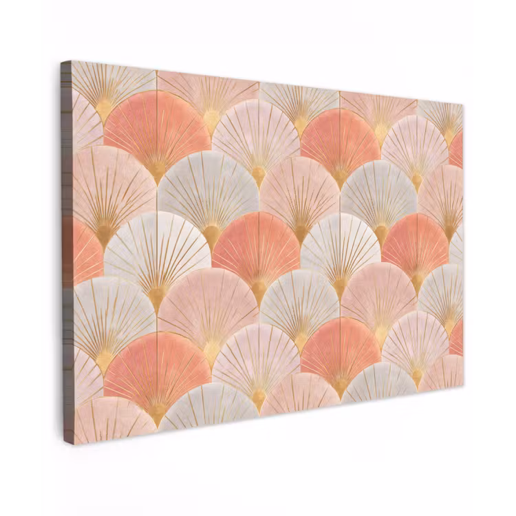 Canvas schilderij - Waaiers - Goud - Roze — 1