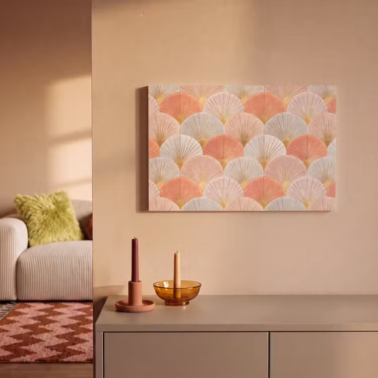 Canvas schilderij - Waaiers - Goud - Roze — 2