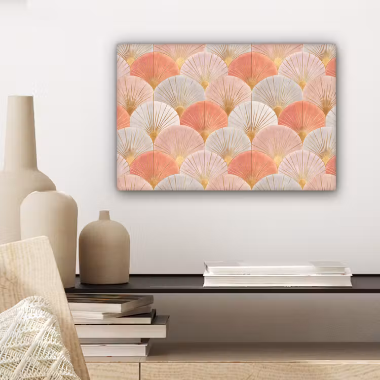 Canvas schilderij - Waaiers - Goud - Roze — 5