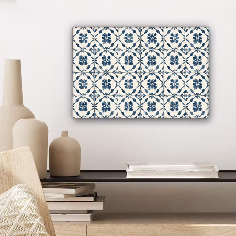 Canvas schilderij - Grafisch - Tegel - Blauw — 5