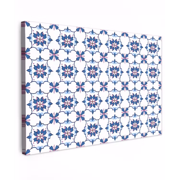 Canvas schilderij - Modern - Patroon - Blauw - Roze — 1