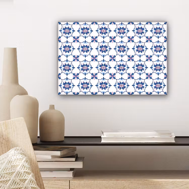 Canvas schilderij - Modern - Patroon - Blauw - Roze — 5
