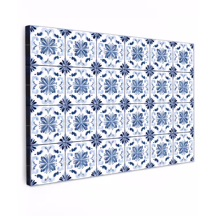 Canvas schilderij - Patroon - Tegel - Blauw — 1