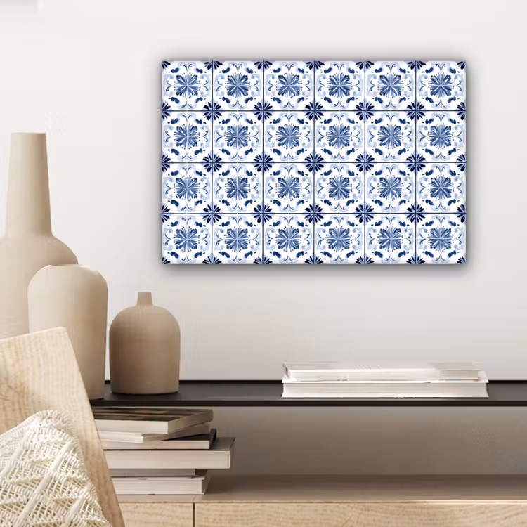 Canvas schilderij - Patroon - Tegel - Blauw — 5