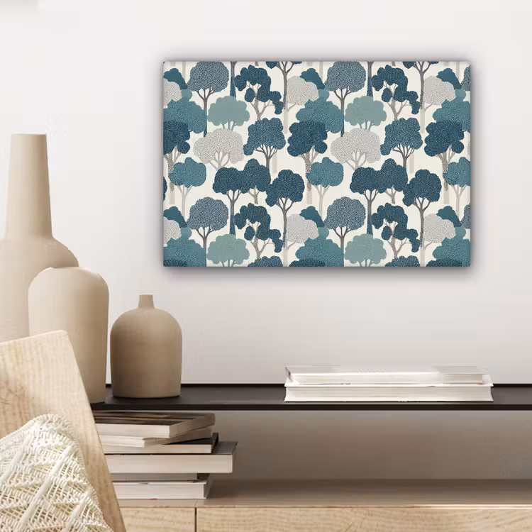 Canvas schilderij - Modern - Bomen - Bos - Patroon - Blauw — 5