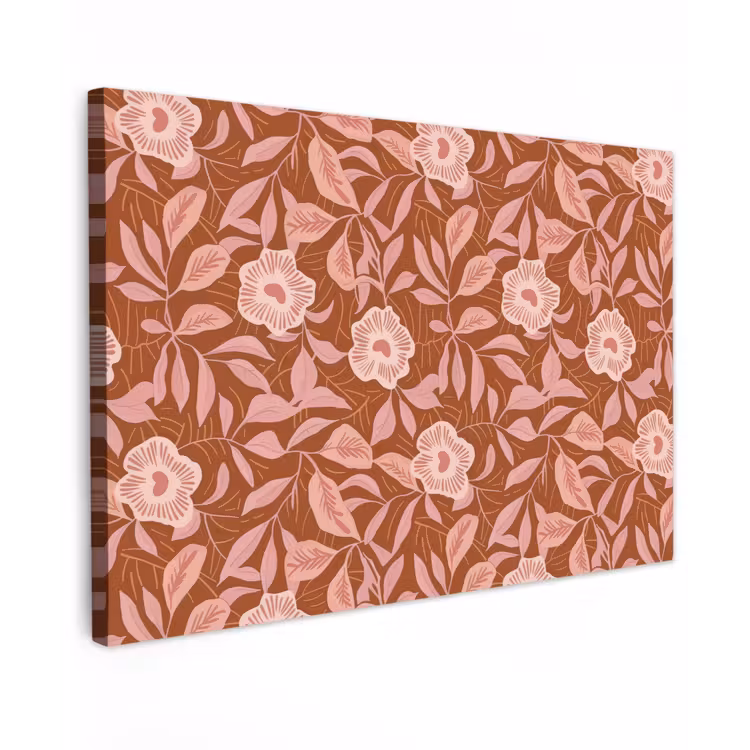 Canvas schilderij - Patroon - Bladeren - Terracotta — 1