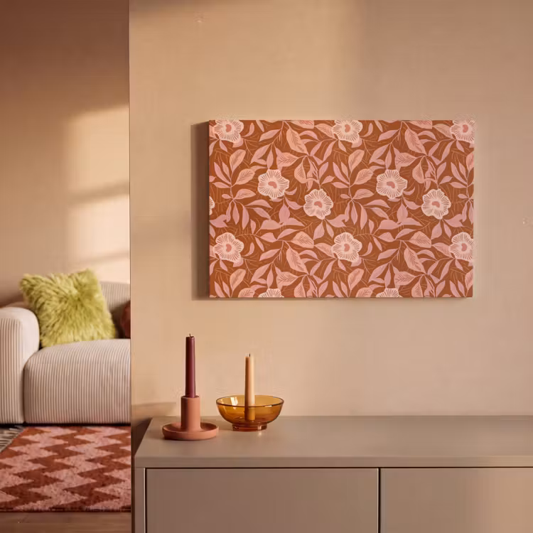 Canvas schilderij - Patroon - Bladeren - Terracotta — 2