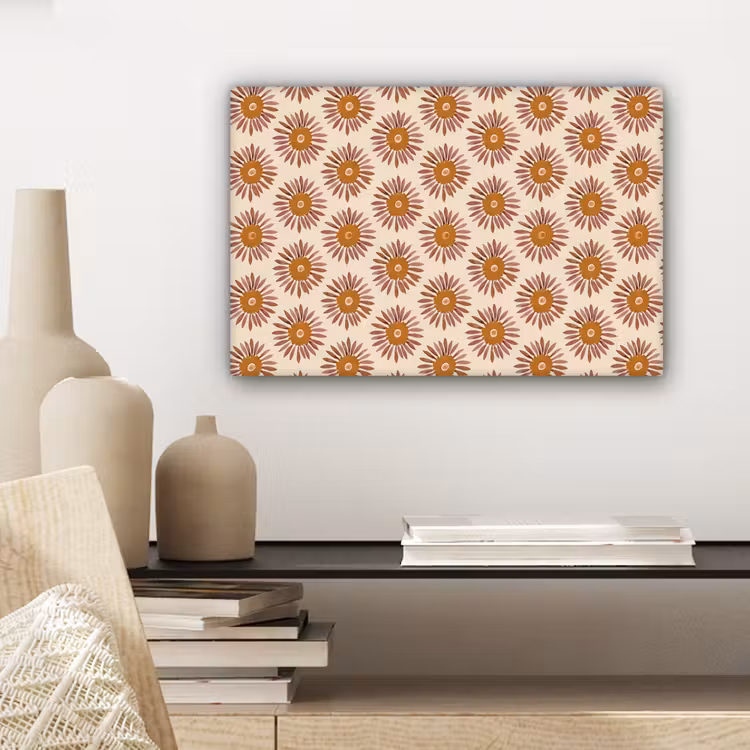 Canvas schilderij - Patroon - Retro - Bruin — 5
