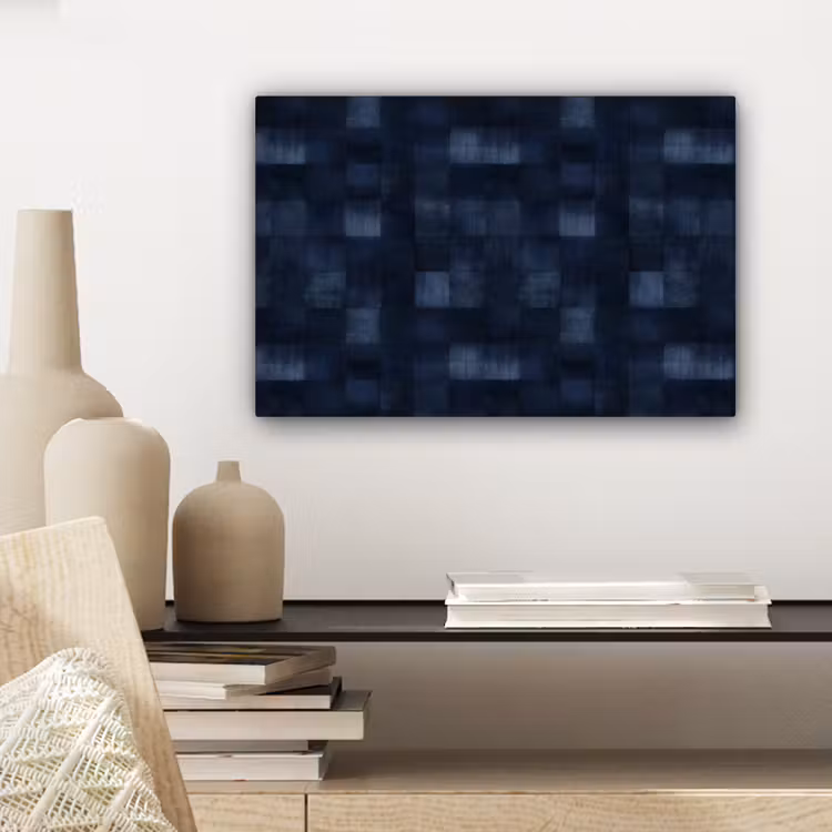 Canvas schilderij - Patroon - Ruit - Marineblauw — 5
