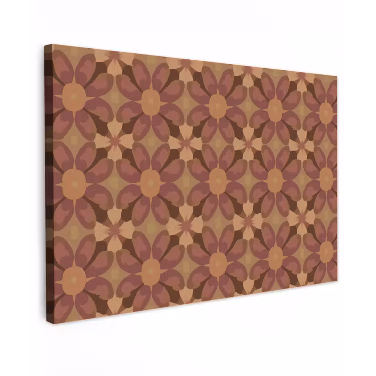 Canvas schilderij - Retro - Bloemen - Bruin — 1