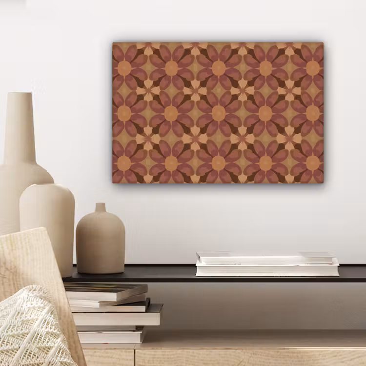Canvas schilderij - Retro - Bloemen - Bruin — 5