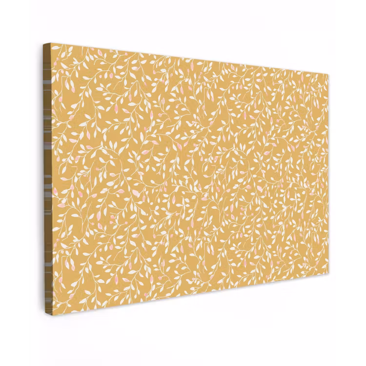 Canvas schilderij - Takjes - Patroon - Oker — 1