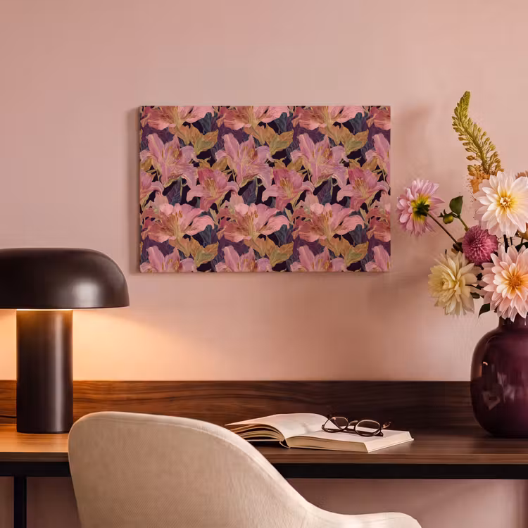 Canvas schilderij - Lelies - Patroon - Roze - Goud — 4