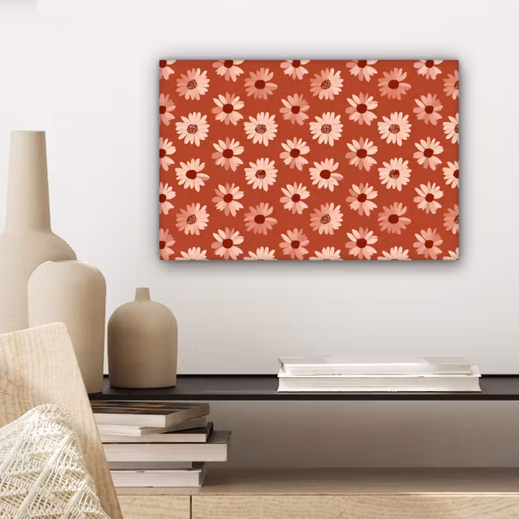 Canvas schilderij - Madelief - Retro - Terracotta — 5