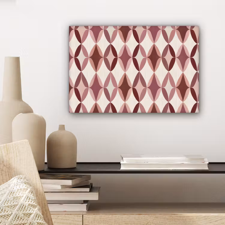 Canvas schilderij - Ovaal - Textuur - Roze — 5