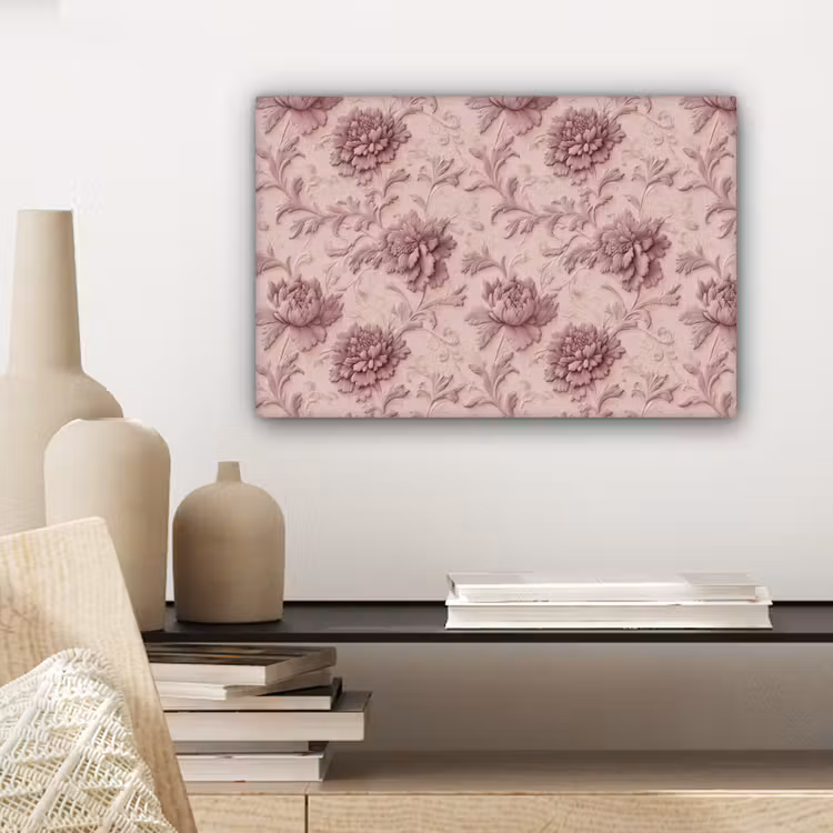 Canvas schilderij - Reliëf - Pioenrozen - Roze — 5