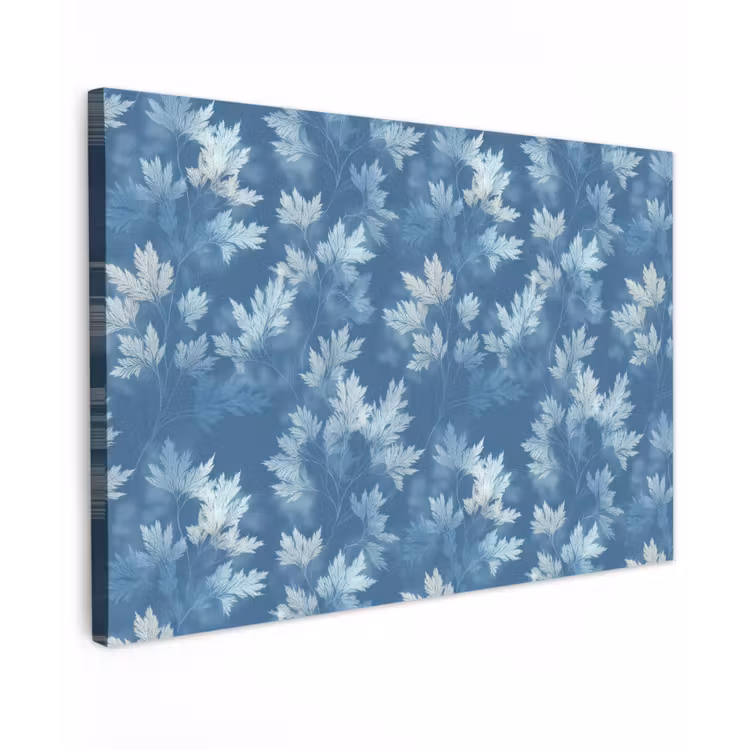 Canvas schilderij - Varen - Botanisch - Patroon - Grijsblauw — 1