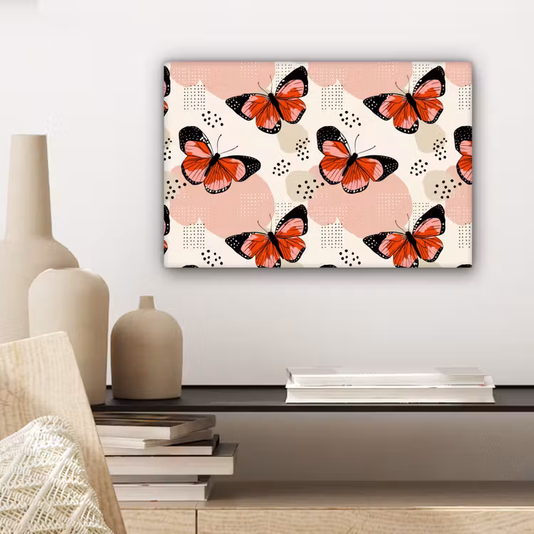 Canvas schilderij - Vlinders - Retro - Kleurrijk — 5
