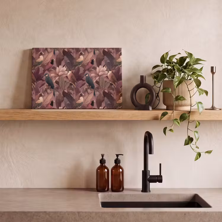 Canvas schilderij - Vogels - Bladeren - Roze — 3