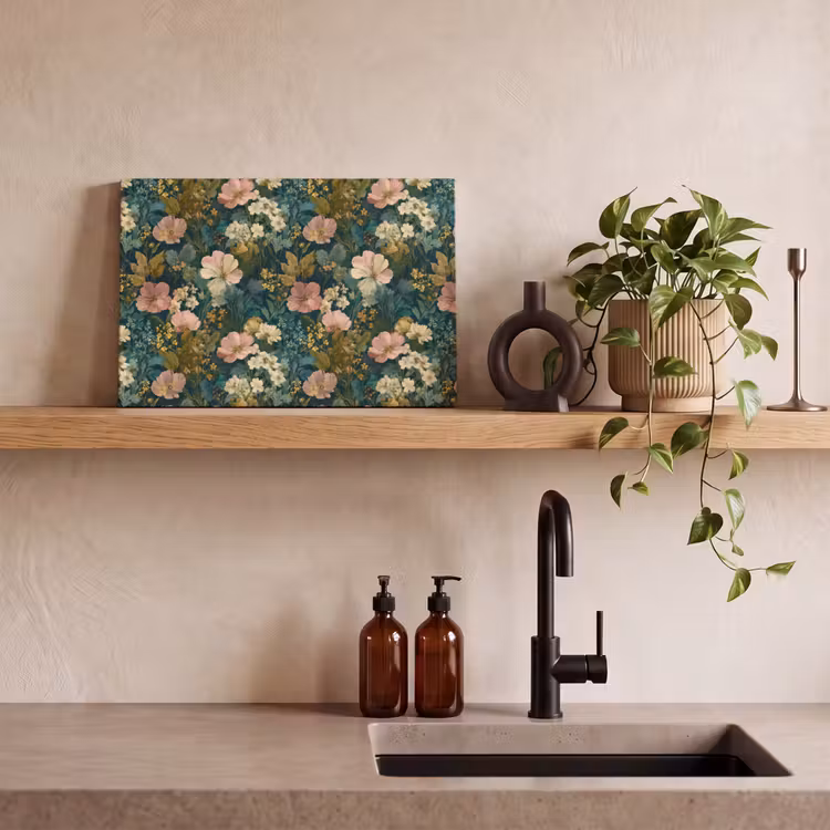 Canvas schilderij - Wilde bloemen - Botanisch - Patroon - Roze - Romantisch — 3