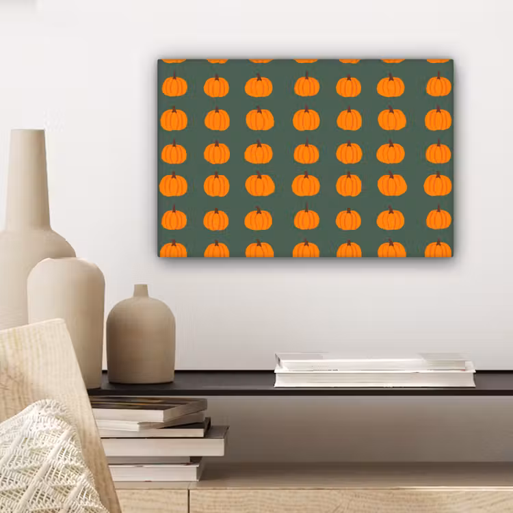 Canvas schilderij - Pompoen - Patroon - Oranje — 5