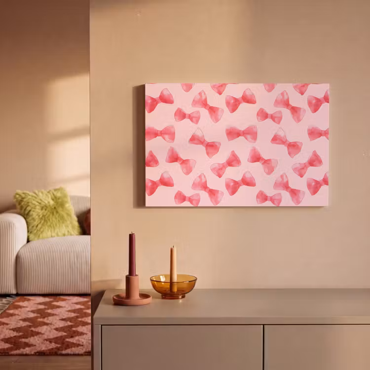 Canvas schilderij - Strikken - Aquarel - Roze — 2