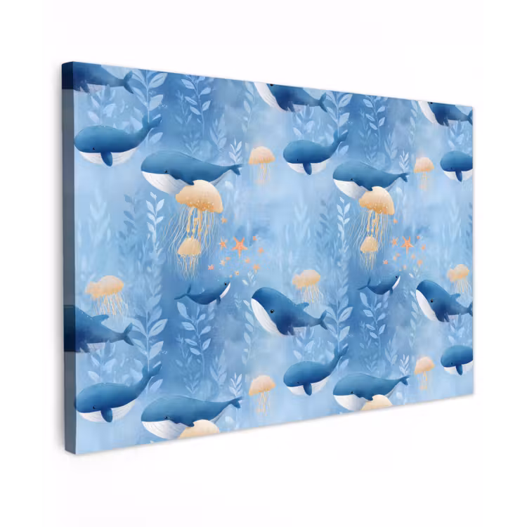 Canvas schilderij - Walvissen - Oceaan - Blauw — 1