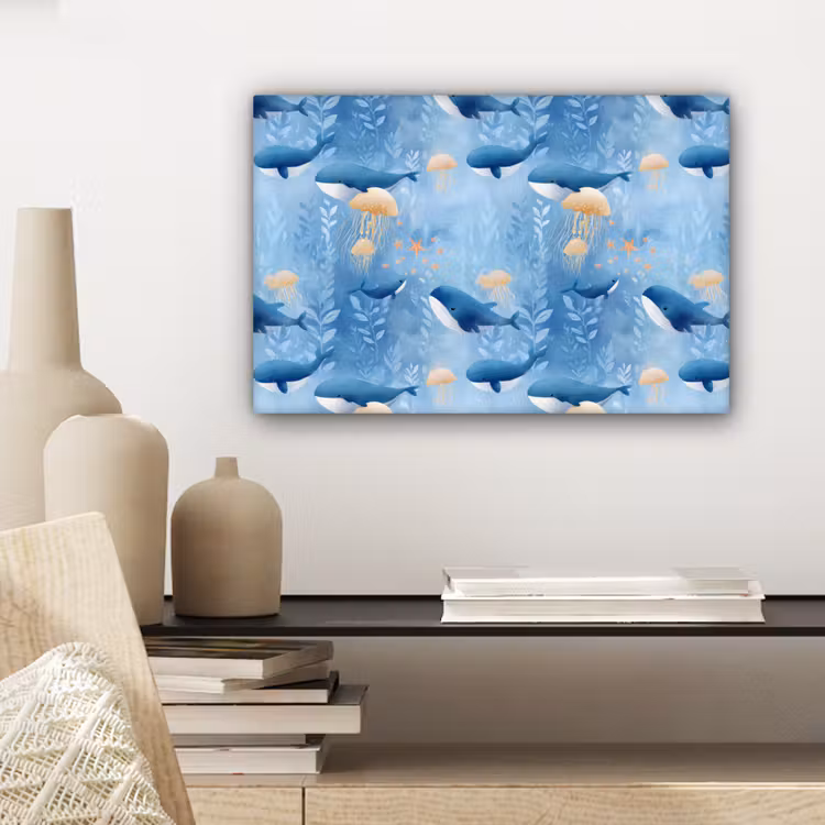 Canvas schilderij - Walvissen - Oceaan - Blauw — 5