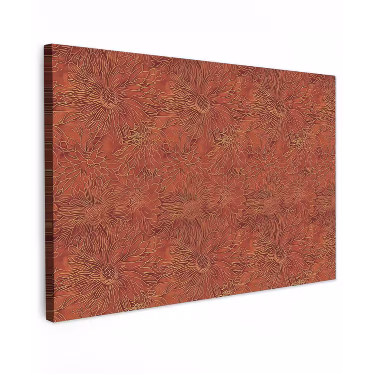 Canvas schilderij - Oosters - Bloemen - Terracotta — 1