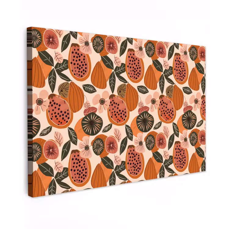 Canvas schilderij - Papaja - Bloesem - Oranje — 1
