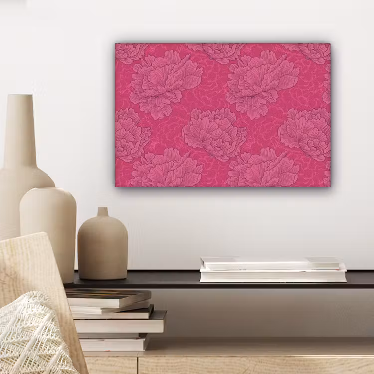 Canvas schilderij - Pioenrozen - Energiek - Roze — 5