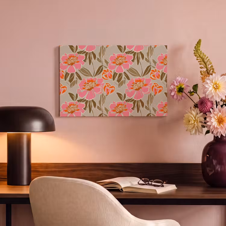 Canvas schilderij - Pioenrozen - Patroon - Roze — 4