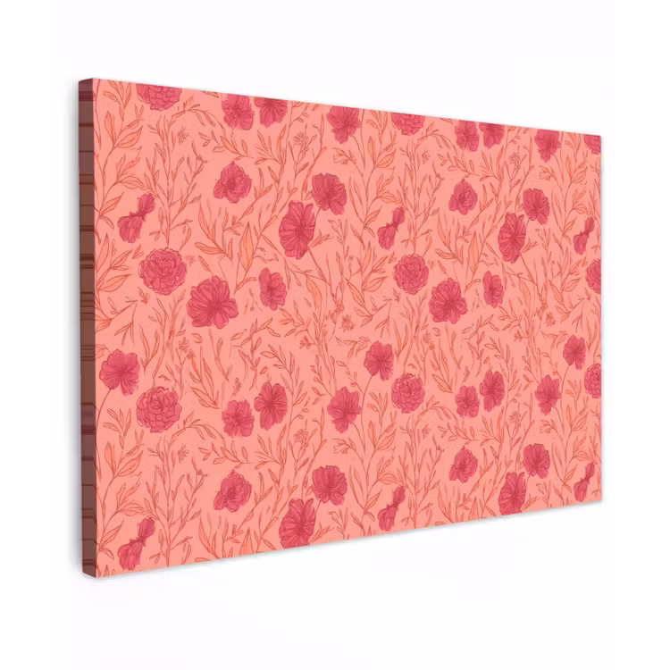 Canvas schilderij - Weidebloemen - Romantisch - Roze — 1