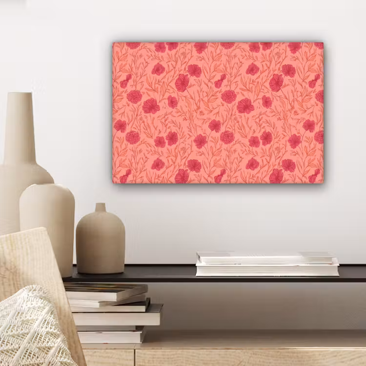 Canvas schilderij - Weidebloemen - Romantisch - Roze — 5