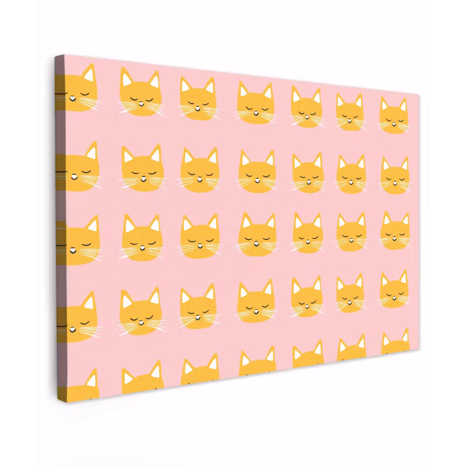 Canvas schilderij - Katten - Patroon - Roze — 1