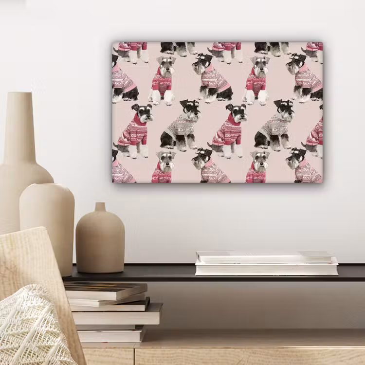 Canvas schilderij - Honden - Truien - Rood — 5