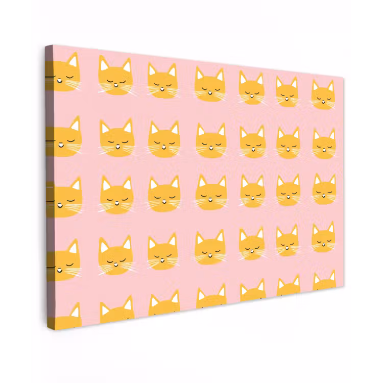 Canvas schilderij - Katten - Patroon - Roze — 1