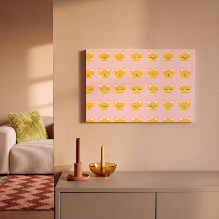 Canvas schilderij - Katten - Patroon - Roze — 2