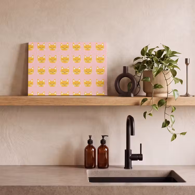 Canvas schilderij - Katten - Patroon - Roze — 3
