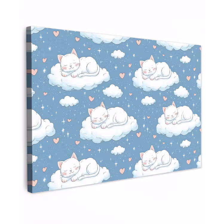 Canvas schilderij - Kitten - Wolken - Blauw — 1