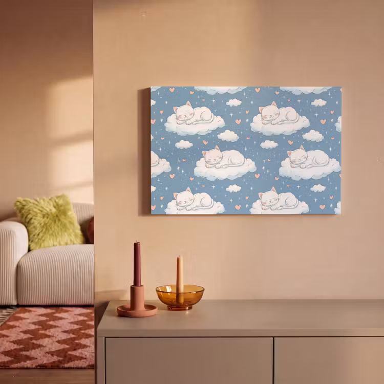Canvas schilderij - Kitten - Wolken - Blauw — 2